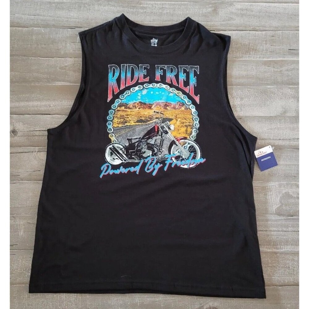 Celebrate! Patriotic Tank Top Mens Size L Sleeveless Black Muscle Shirt Biker